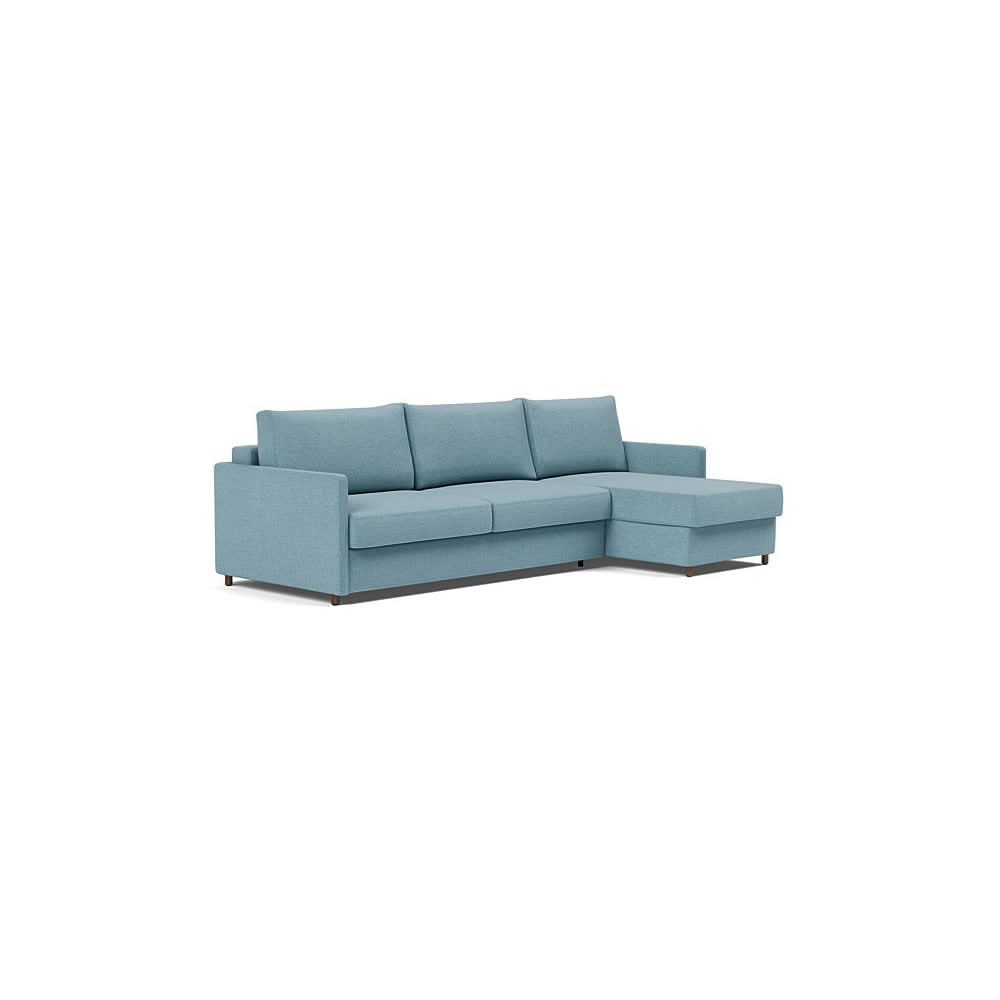 Neah Sofa Bed w/Lounger with Slim Arms in Size King with Fabric Color of Mixed Dance Light Blue - 525