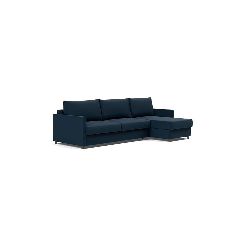 Neah Sofa Bed w/Lounger with Slim Arms in Size King with Fabric Color of Mixed Dance Blue - 528