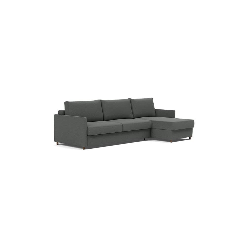 Neah Sofa Bed w/Lounger with Slim Arms in Size King with Fabric Color of Boucle Charcoal - 529