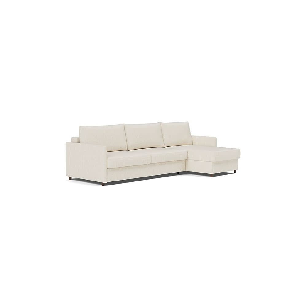 Neah Sofa Bed w/Lounger with Slim Arms in Size King with Fabric Color of Boucle Off White - 531
