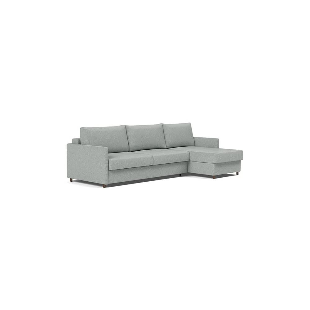 Neah Sofa Bed w/Lounger with Slim Arms in Size King with Fabric Color of Melange Grey - 538