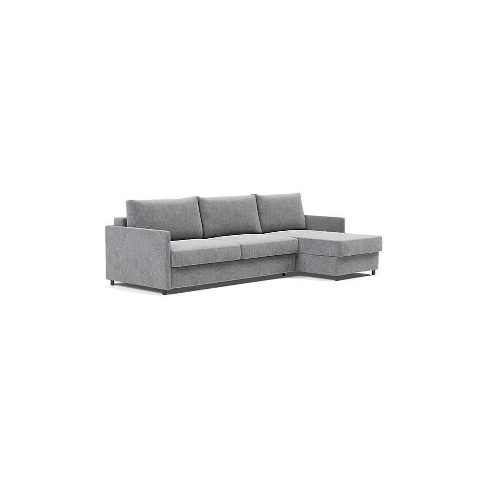 Neah Sofa Bed w/Lounger with Slim Arms in Size King with Fabric Color of Twist Granite - 565