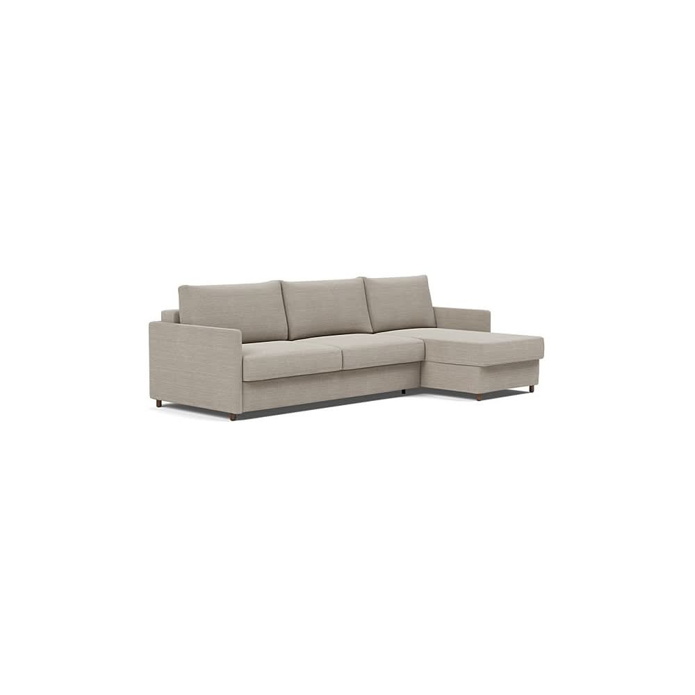 Neah Sofa Bed w/Lounger with Slim Arms in Size King with Fabric Color of Kenya Gravel - 579