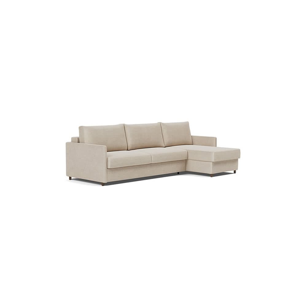 Neah Sofa Bed w/Lounger with Slim Arms in Size King with Fabric Color of Phobos Latte - 586