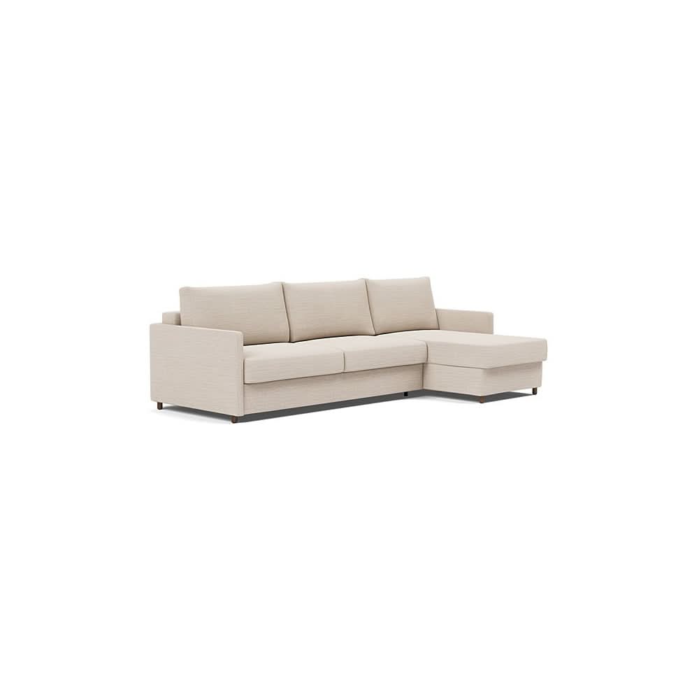 Neah Sofa Bed w/Lounger with Slim Arms in Size King with Fabric Color of Blida Sand Grey - 612
