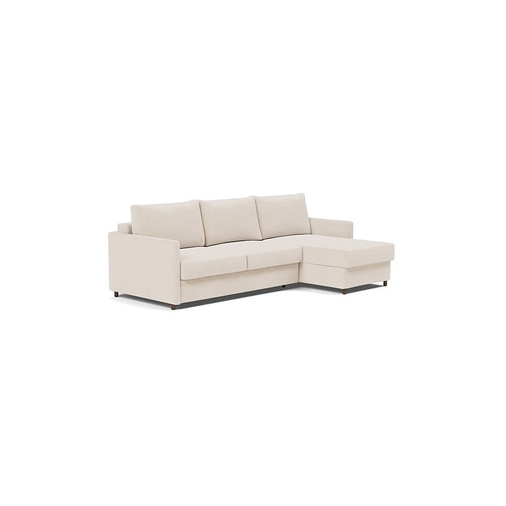 Neah Sofa Bed w/Lounger with Slim Arms in Size Queen with Fabric Color of Adario Basmati - 255