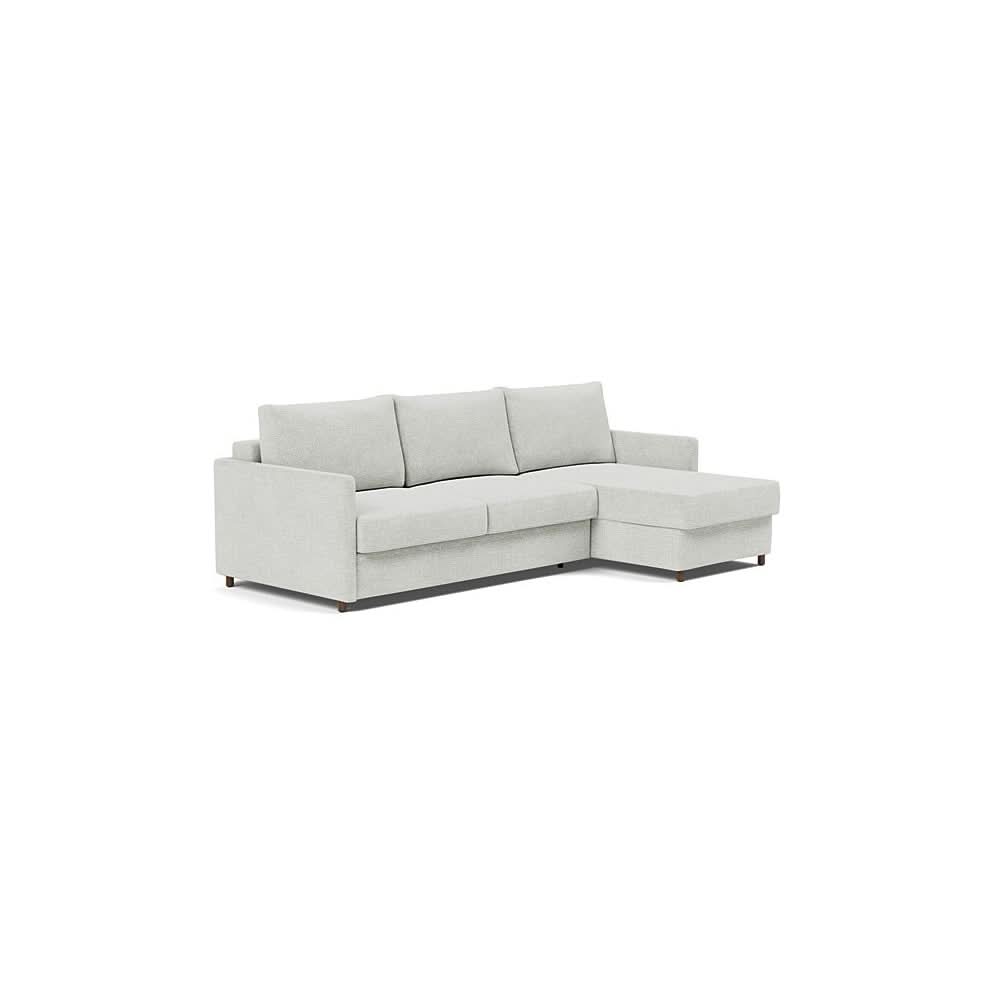 Neah Sofa Bed w/Lounger with Slim Arms in Size Queen with Fabric Color of Adario Fog - 256