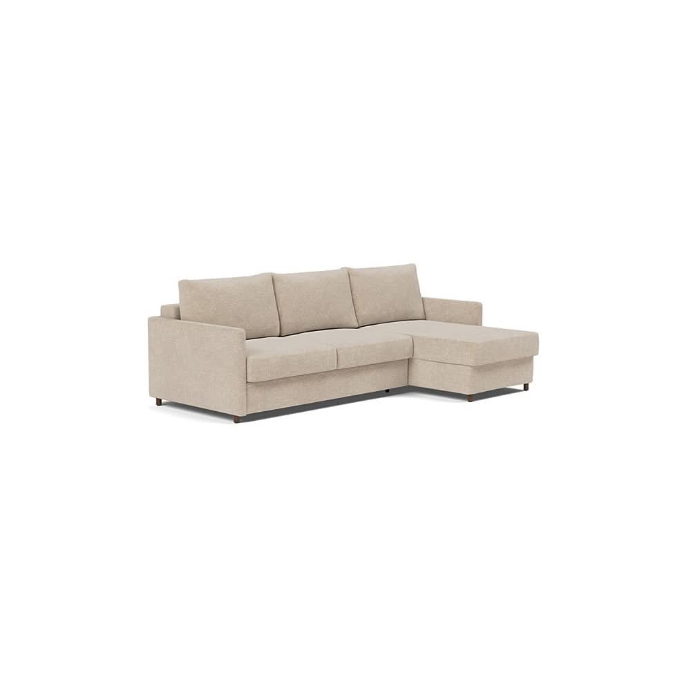 Neah Sofa Bed w/Lounger with Slim Arms in Size Queen with Fabric Color of Adario Taupe - 257