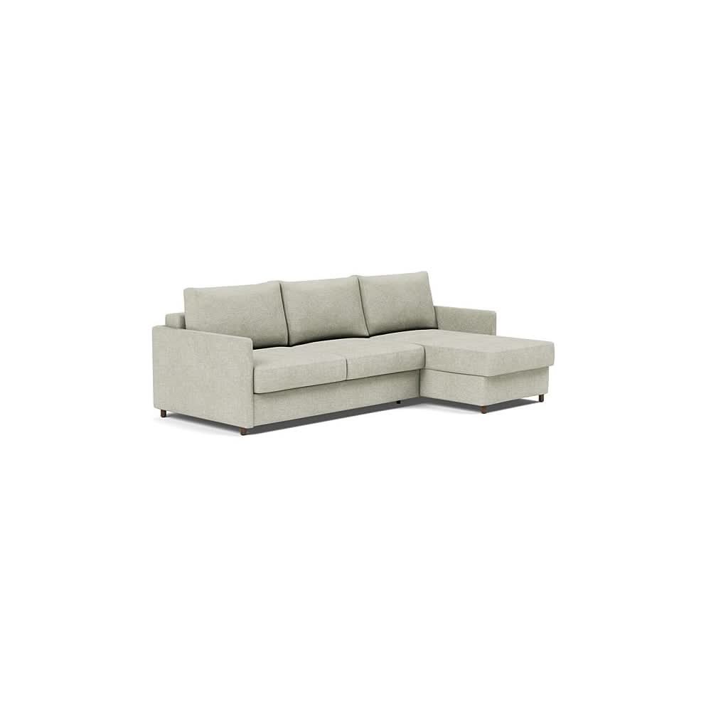 Neah Sofa Bed w/Lounger with Slim Arms in Size Queen with Fabric Color of Avella Sand - 280