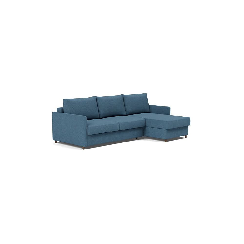 Neah Sofa Bed w/Lounger with Slim Arms in Size Queen with Fabric Color of Weda Blue - 302