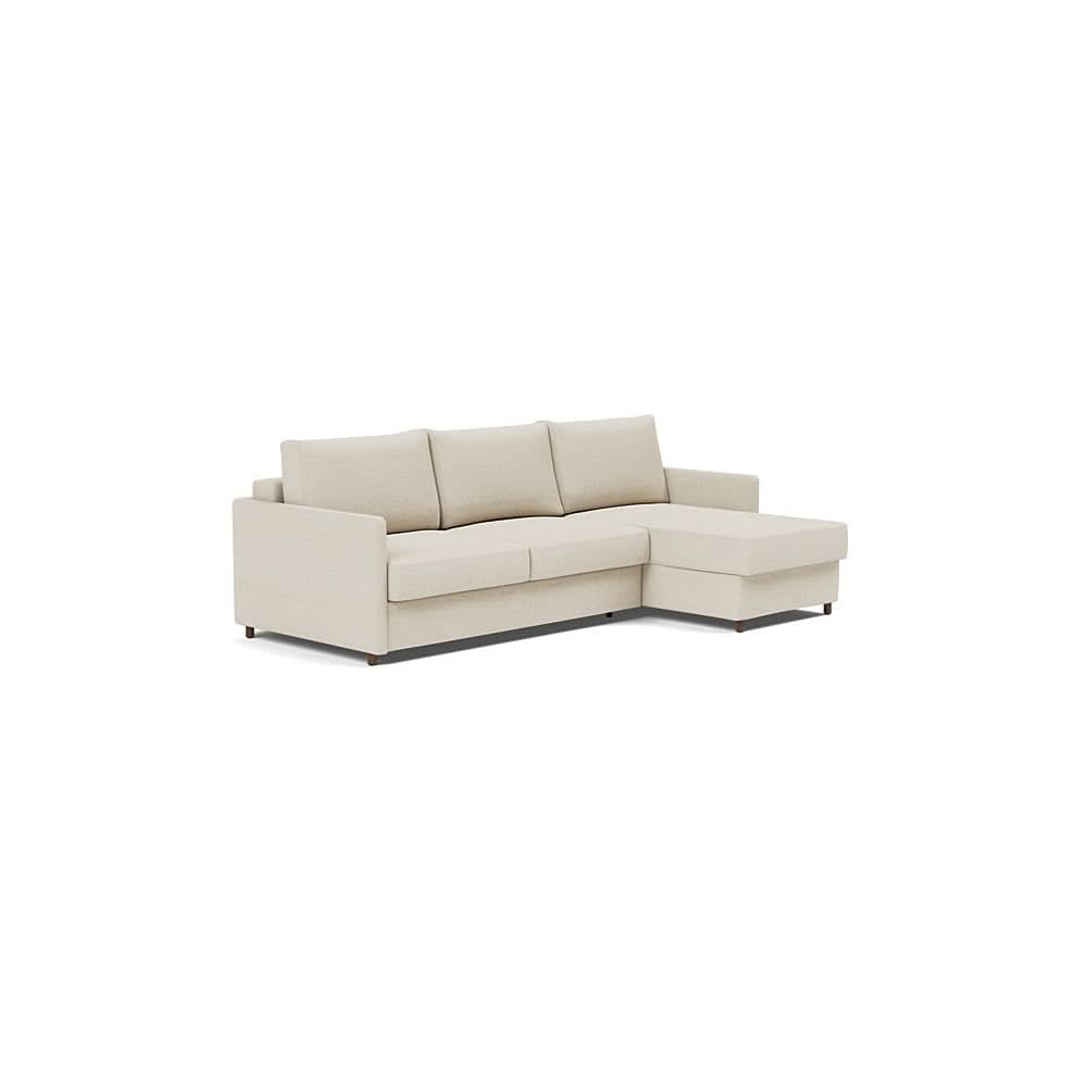 Neah Sofa Bed w/Lounger with Slim Arms in Size Queen with Fabric Color of Halifax Shell - 365