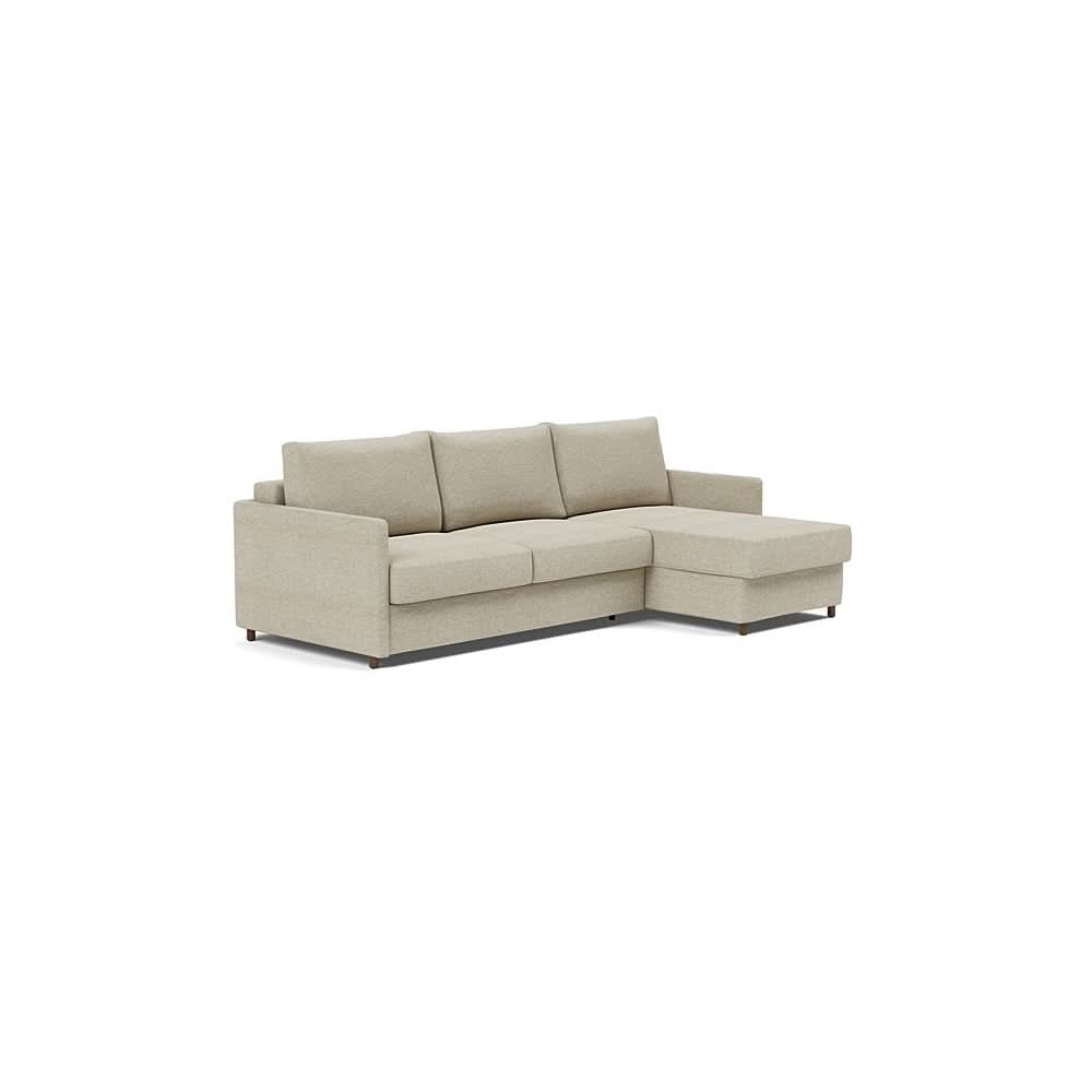 Neah Sofa Bed w/Lounger with Slim Arms in Size Queen with Fabric Color of Halifax Antique - 366