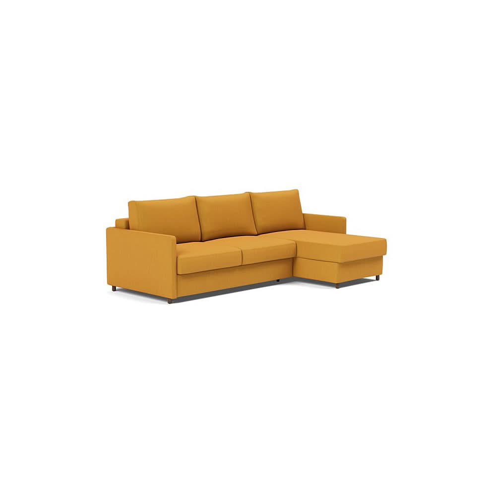 Neah Sofa Bed w/Lounger with Slim Arms in Size Queen with Fabric Color of Elegance Burned Curry - 507