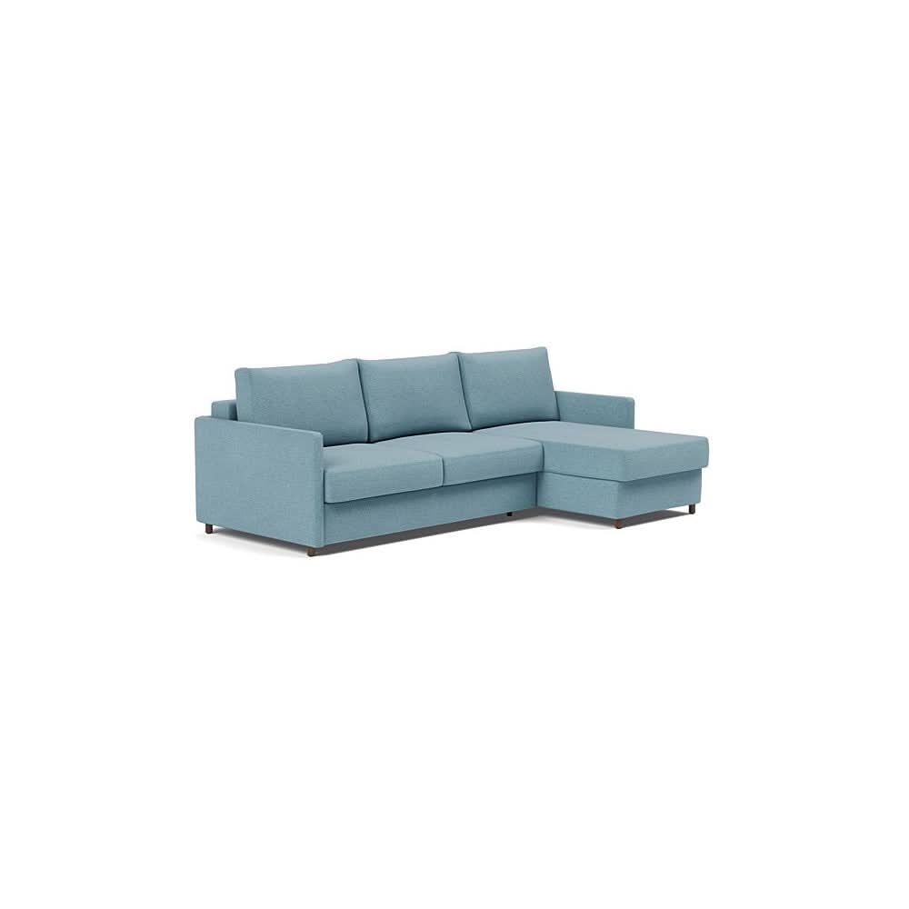Neah Sofa Bed w/Lounger with Slim Arms in Size Queen with Fabric Color of Mixed Dance Light Blue - 525