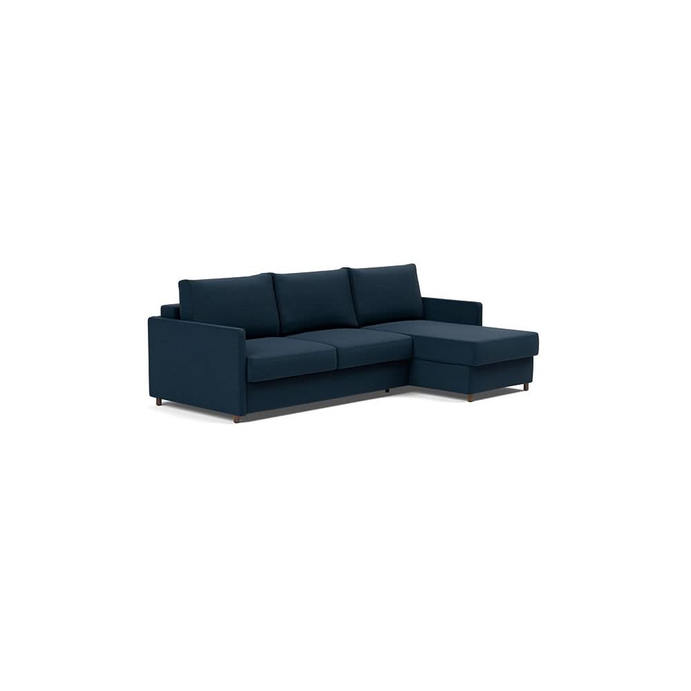 Neah Sofa Bed w/Lounger with Slim Arms in Size Queen with Fabric Color of Mixed Dance Blue - 528