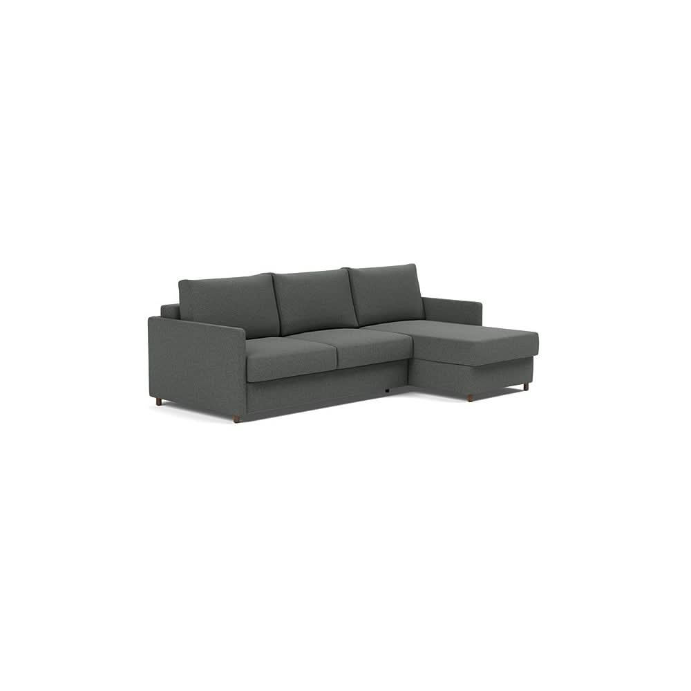 Neah Sofa Bed w/Lounger with Slim Arms in Size Queen with Fabric Color of Boucle Charcoal - 529