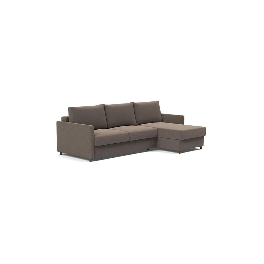 Neah Sofa Bed w/Lounger with Slim Arms in Size Queen with Fabric Color of Boucle Taupe - 530