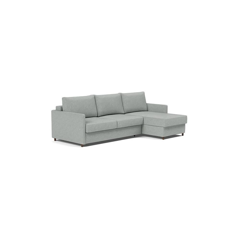 Neah Sofa Bed w/Lounger with Slim Arms in Size Queen with Fabric Color of Melange Grey - 538