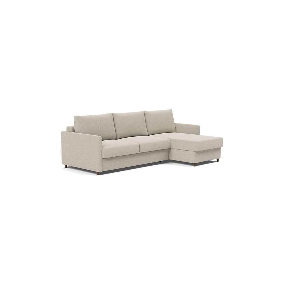 Neah Sofa Bed w/Lounger with Slim Arms in Size Queen with Fabric Color of Boucle Beige - 539