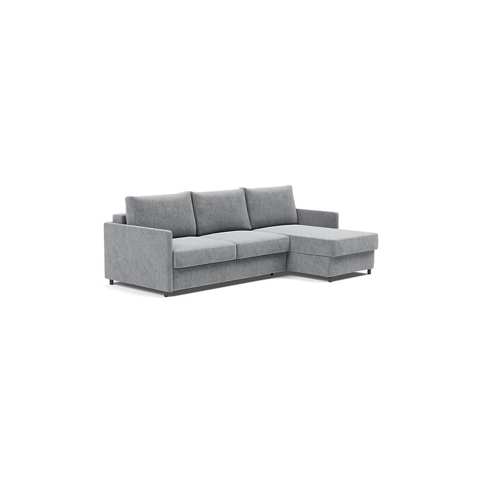 Neah Sofa Bed w/Lounger with Slim Arms in Size Queen with Fabric Color of Twist Granite - 565