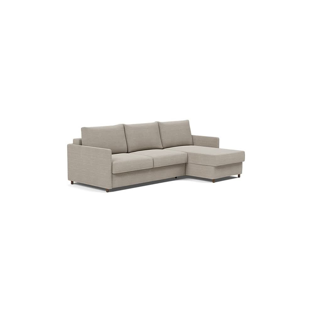 Neah Sofa Bed w/Lounger with Slim Arms in Size Queen with Fabric Color of Kenya Gravel - 579