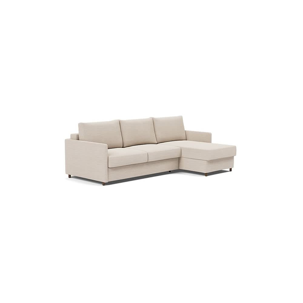 Neah Sofa Bed w/Lounger with Slim Arms in Size Queen with Fabric Color of Blida Sand Grey - 612