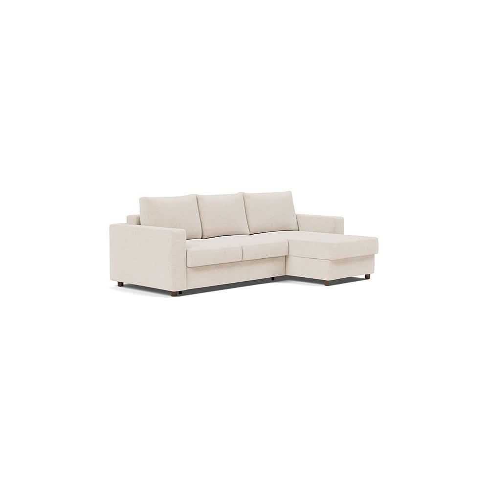 Neah Sofa Bed w/Lounger with Standard Arms in Size Full with Fabric Color of Adario Basmati - 255