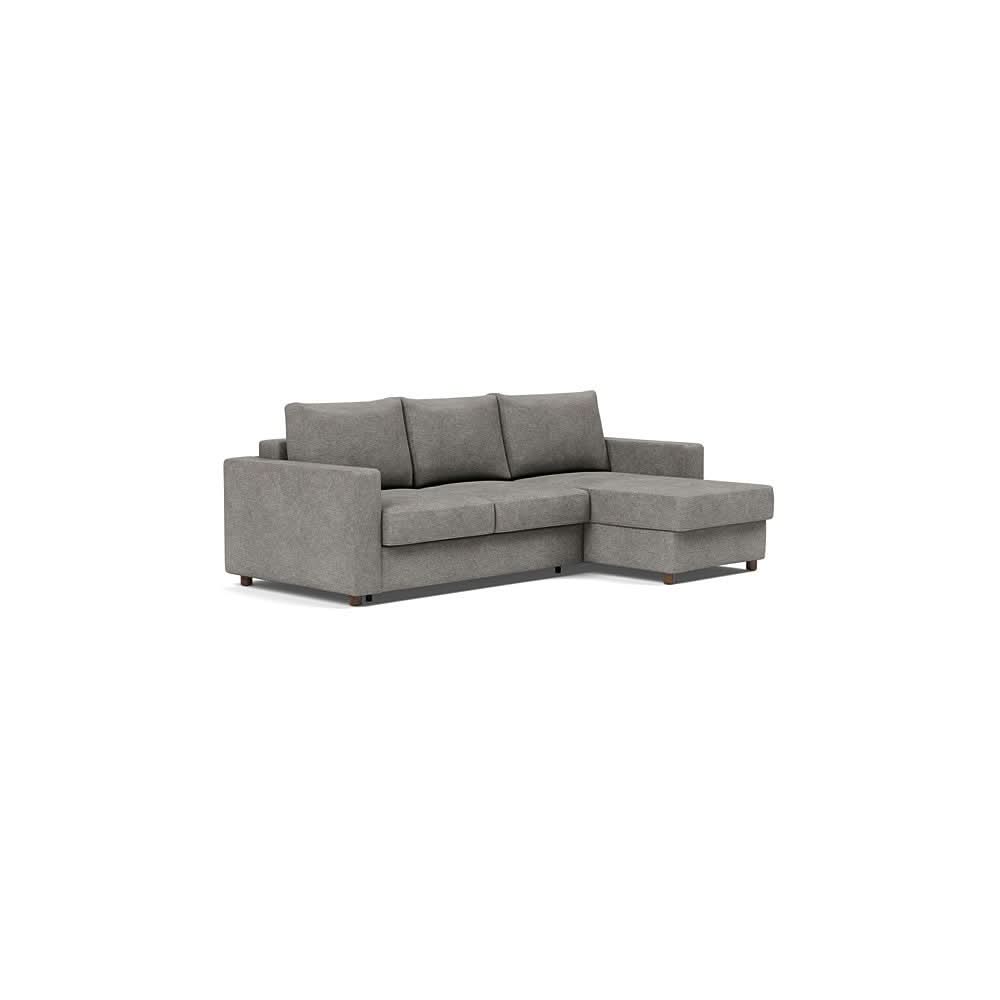 Neah Sofa Bed w/Lounger with Standard Arms in Size Full with Fabric Color of Avella Warm Grey - 282
