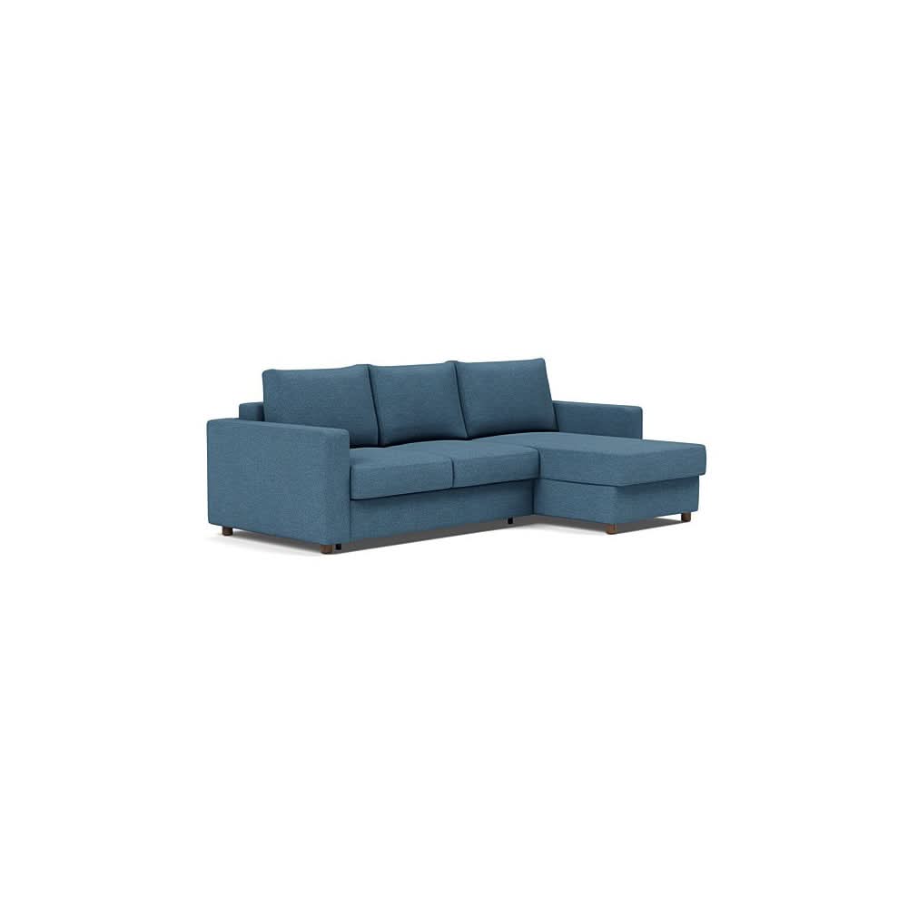 Neah Sofa Bed w/Lounger with Standard Arms in Size Full with Fabric Color of Weda Blue - 302