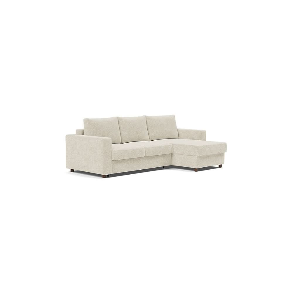 Neah Sofa Bed w/Lounger with Standard Arms in Size Full with Fabric Color of Taura Off White - 357