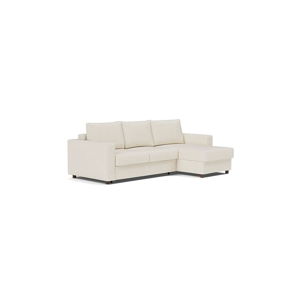 Neah Sofa Bed w/Lounger with Standard Arms in Size Full with Fabric Color of Boucle Off White - 531