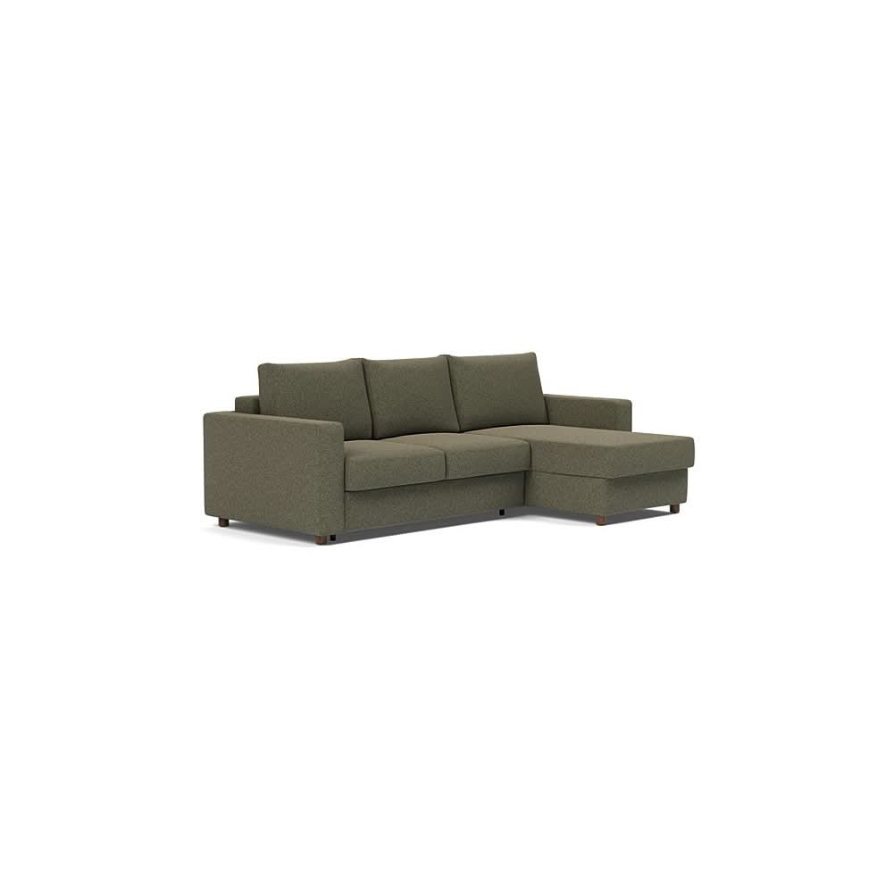 Neah Sofa Bed w/Lounger with Standard Arms in Size Full with Fabric Color of Boucle Forest Green - 535