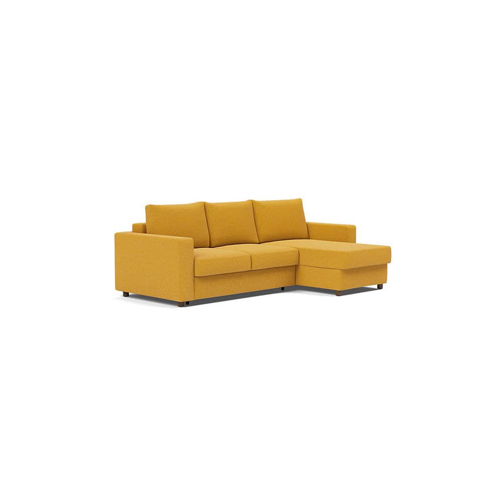 Neah Sofa Bed w/Lounger with Standard Arms in Size Full with Fabric Color of Boucle Ochre - 536