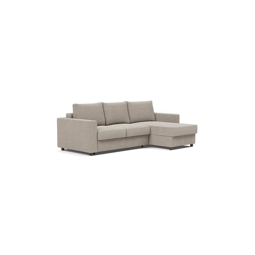Neah Sofa Bed w/Lounger with Standard Arms in Size Full with Fabric Color of Kenya Gravel - 579