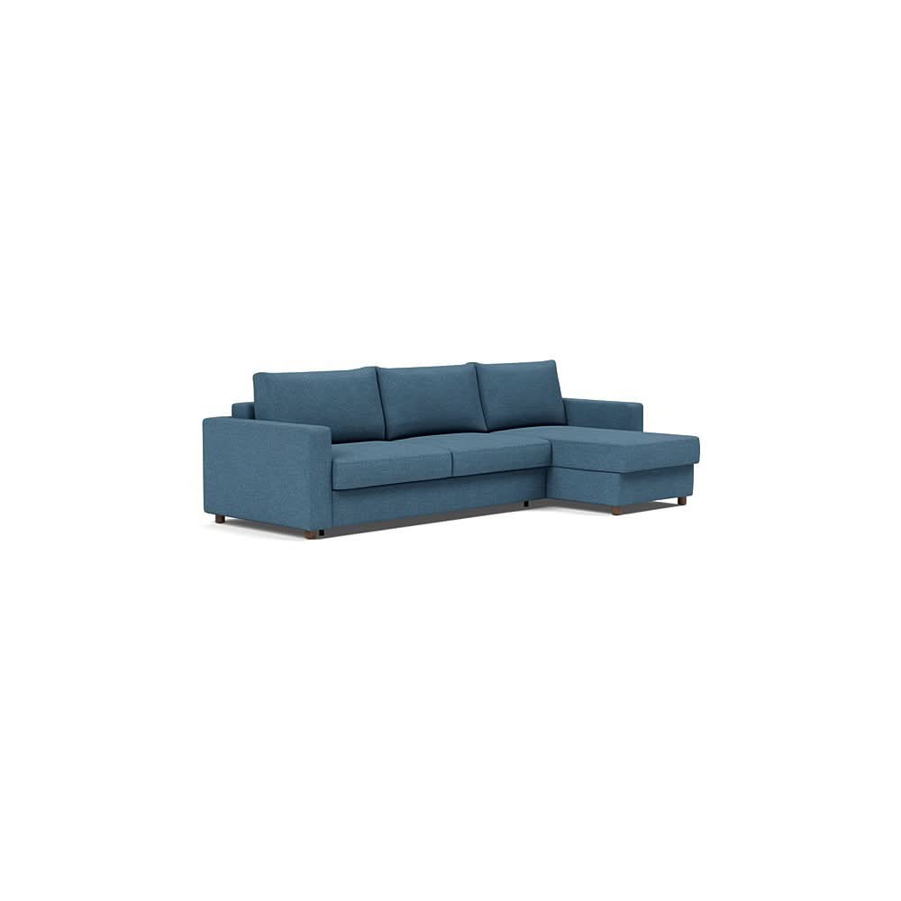 Neah Sofa Bed w/Lounger with Standard Arms in Size King with Fabric Color of Weda Blue - 302