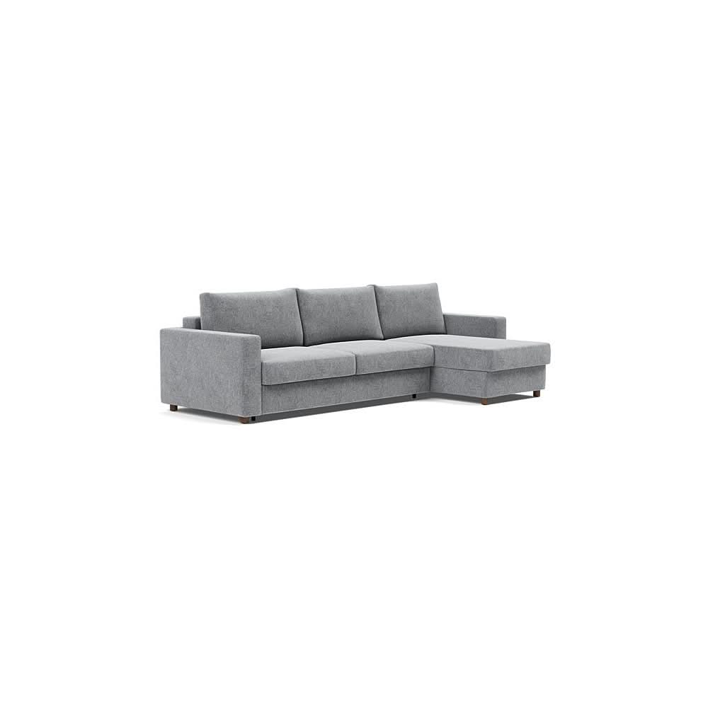 Neah Sofa Bed w/Lounger with Standard Arms in Size King with Fabric Color of Twist Granite - 565