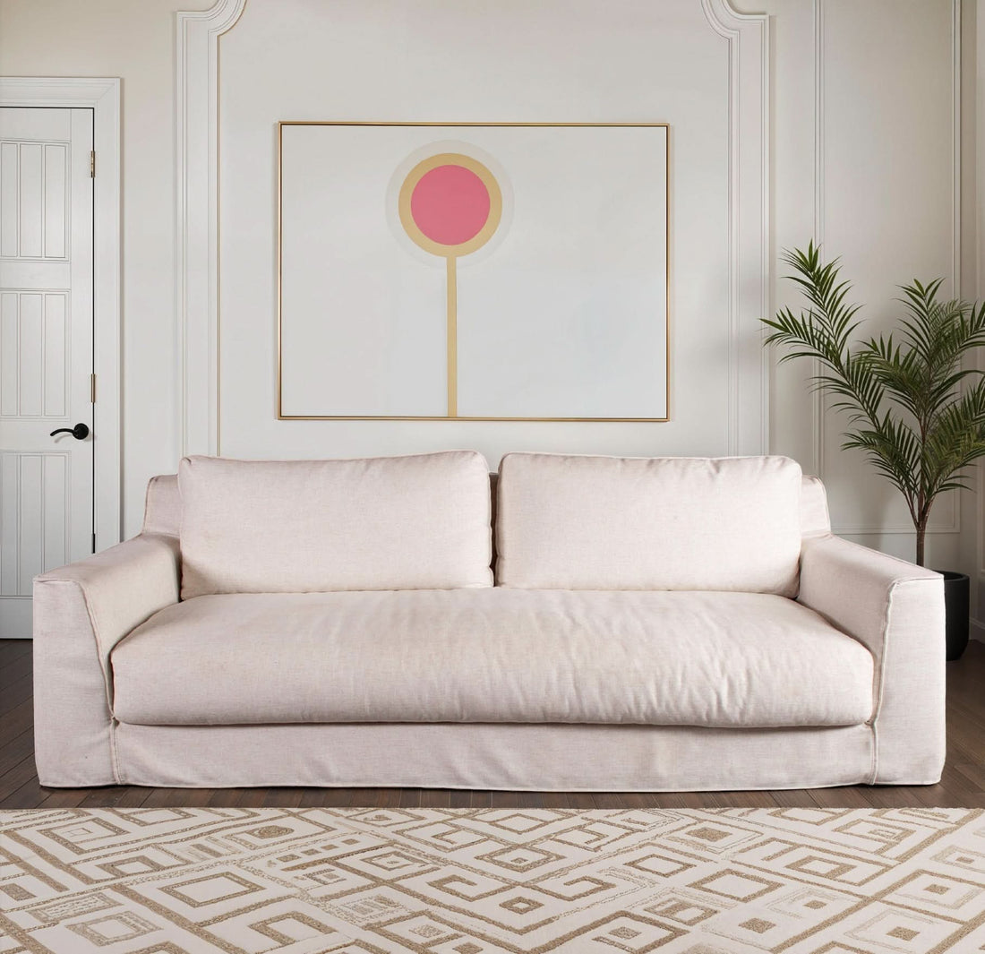 Oliver White Linen Slipcover Sofa - Home Trends & Design