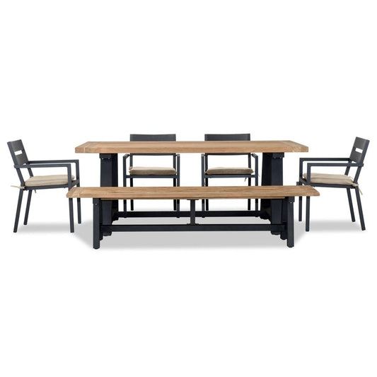 Pacifica Mill 6 to 7 Seat Reclaimed Teak Patio Dining Set w/ Bench