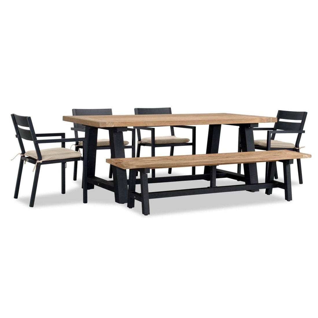 Pacifica Mill 6 to 7 Seat Reclaimed Teak Patio Dining Set w/ Bench