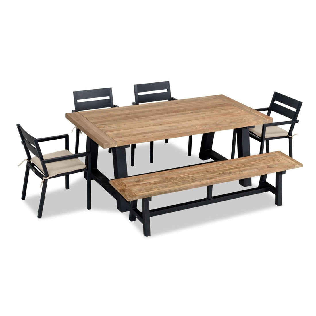 Pacifica Mill 6 to 7 Seat Reclaimed Teak Patio Dining Set w/ Bench