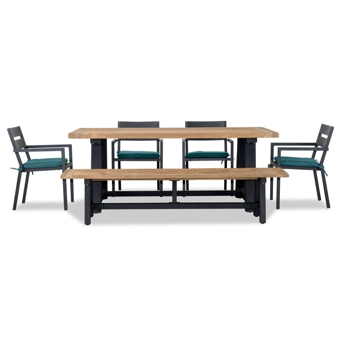 Pacifica Mill 6 to 7 Seat Reclaimed Teak Patio Dining Set w/ Bench