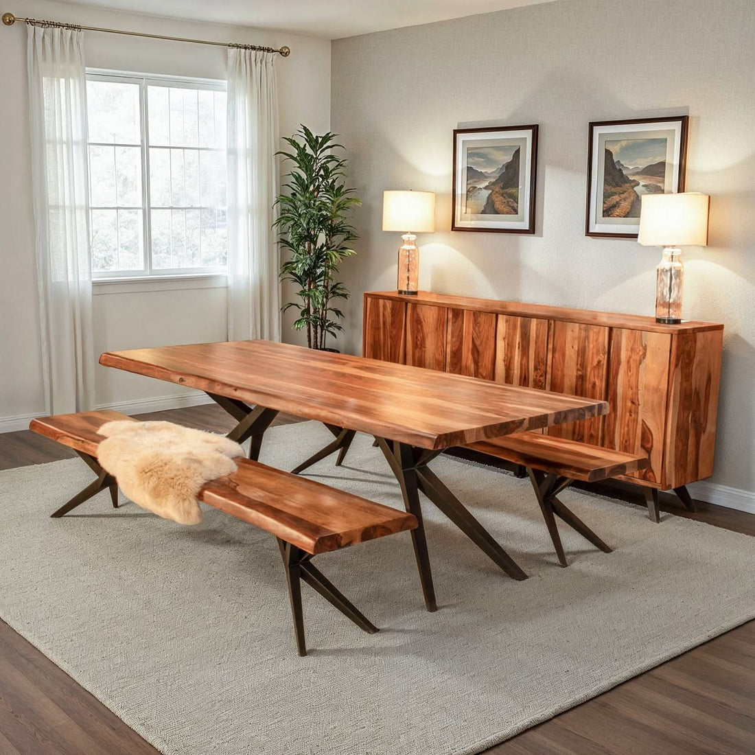 Rosewood Live Edge Long Bench