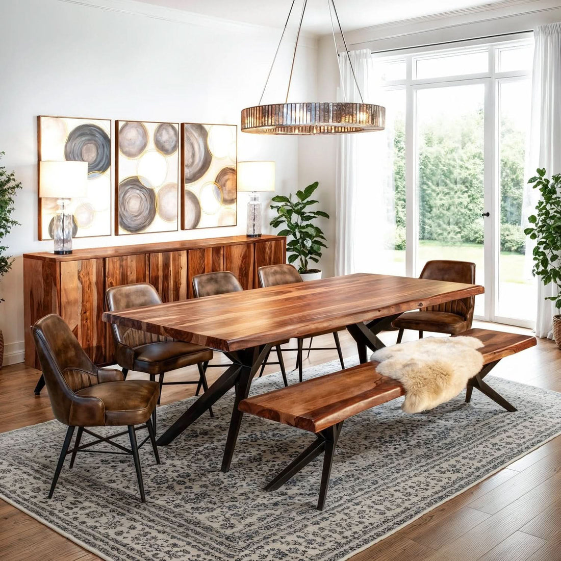 Rosewood Live Edge Long Bench