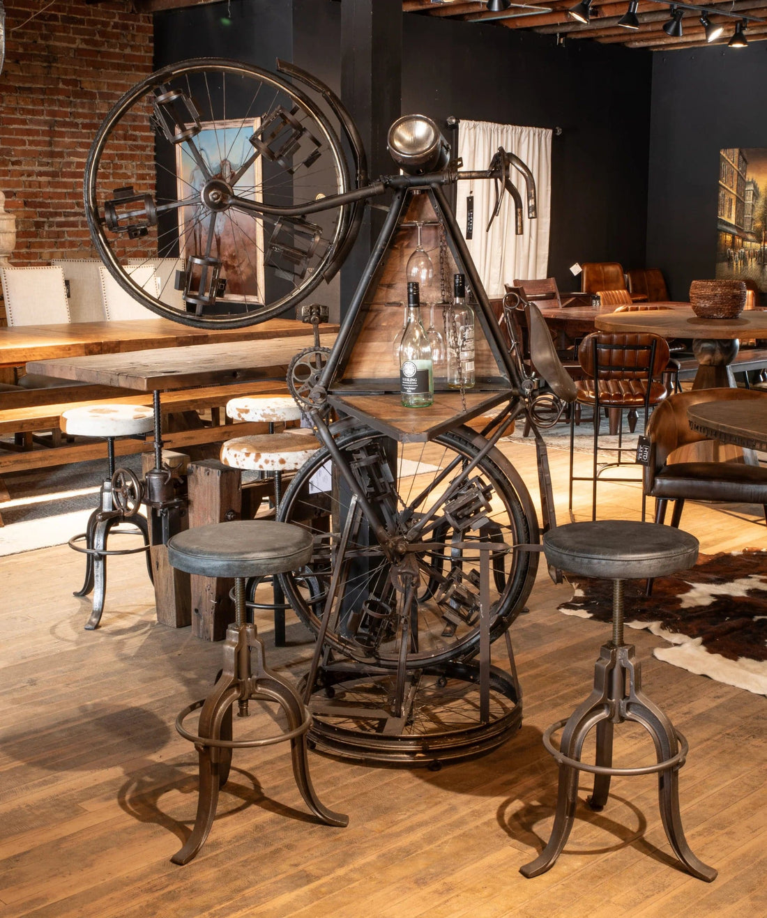 Rustic Revival Bicycle Bar Cart