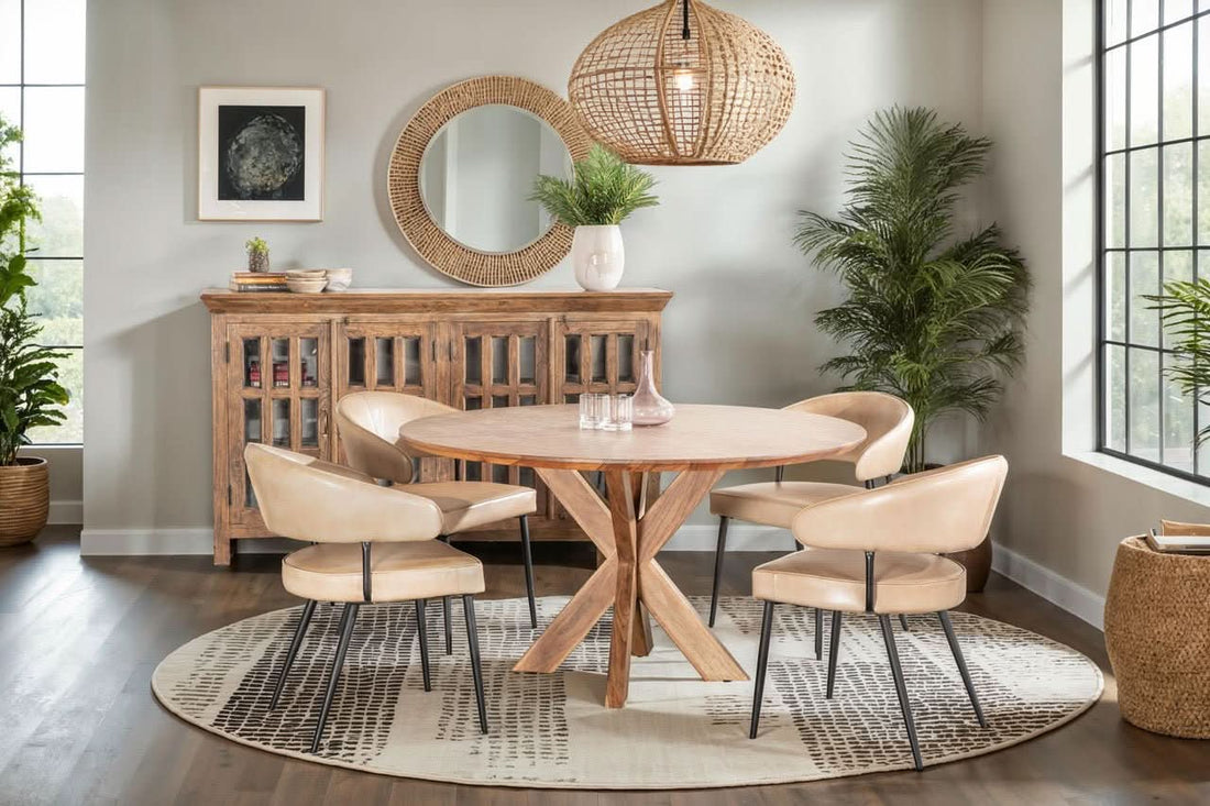 Stockholm 54" Weathered Acacia Wood Round Dining Table - Home Trends & Design