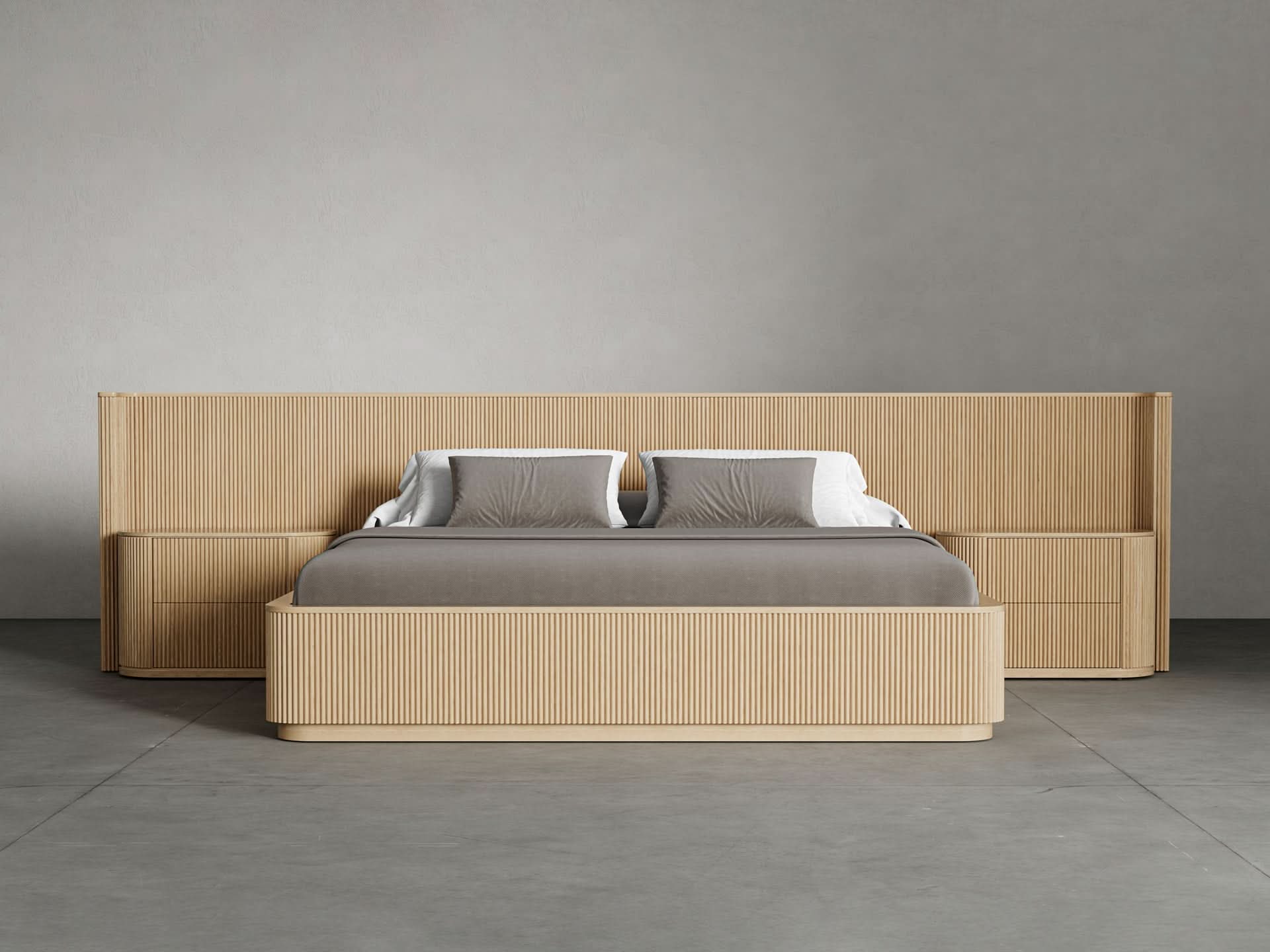 Toren Extended Bed with Nightstands - studio photograph