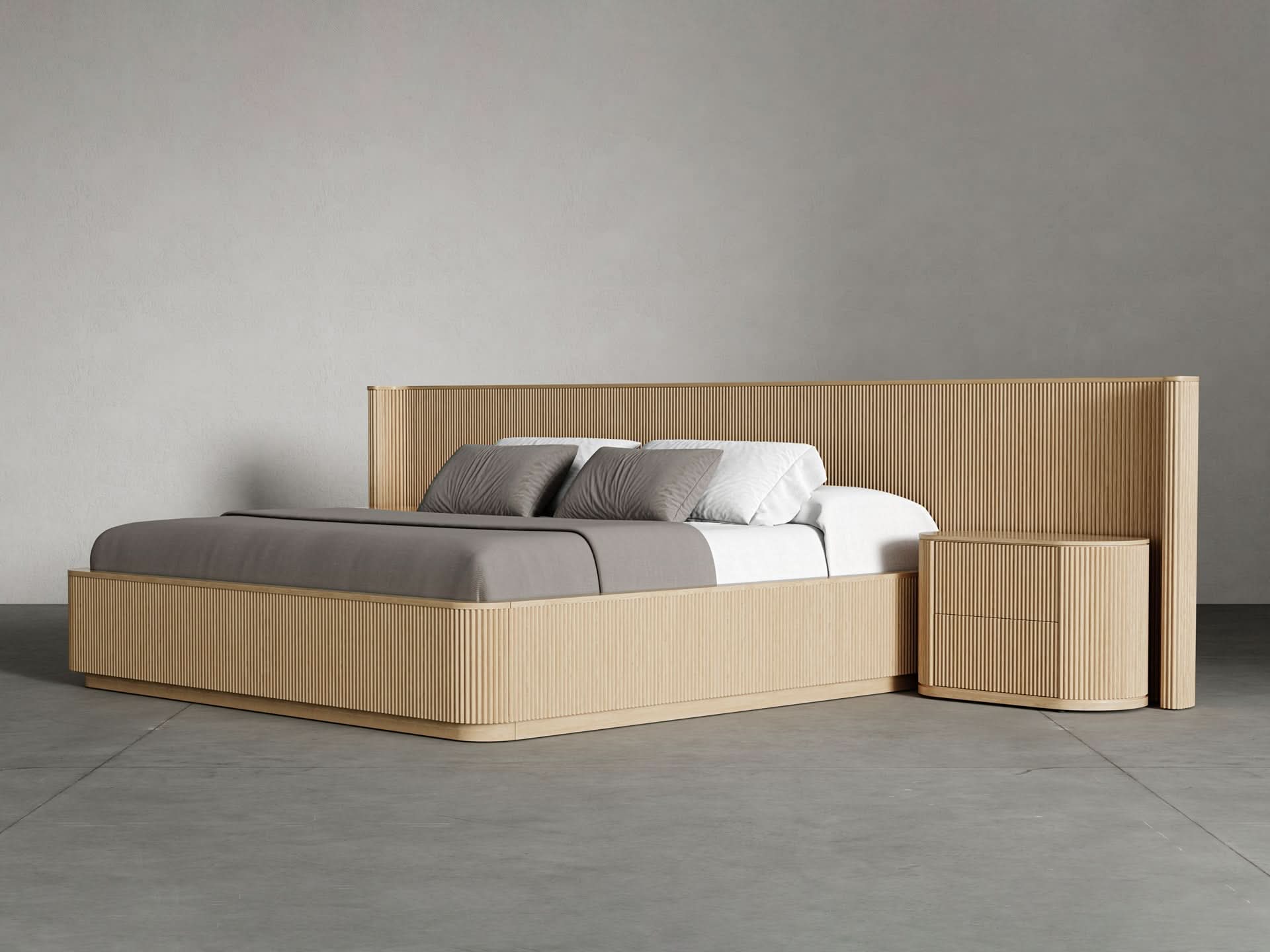 Toren Extended Bed with Nightstands - studio photograph