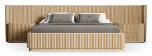 Toren Extended Bed with Nightstands - product view on white background