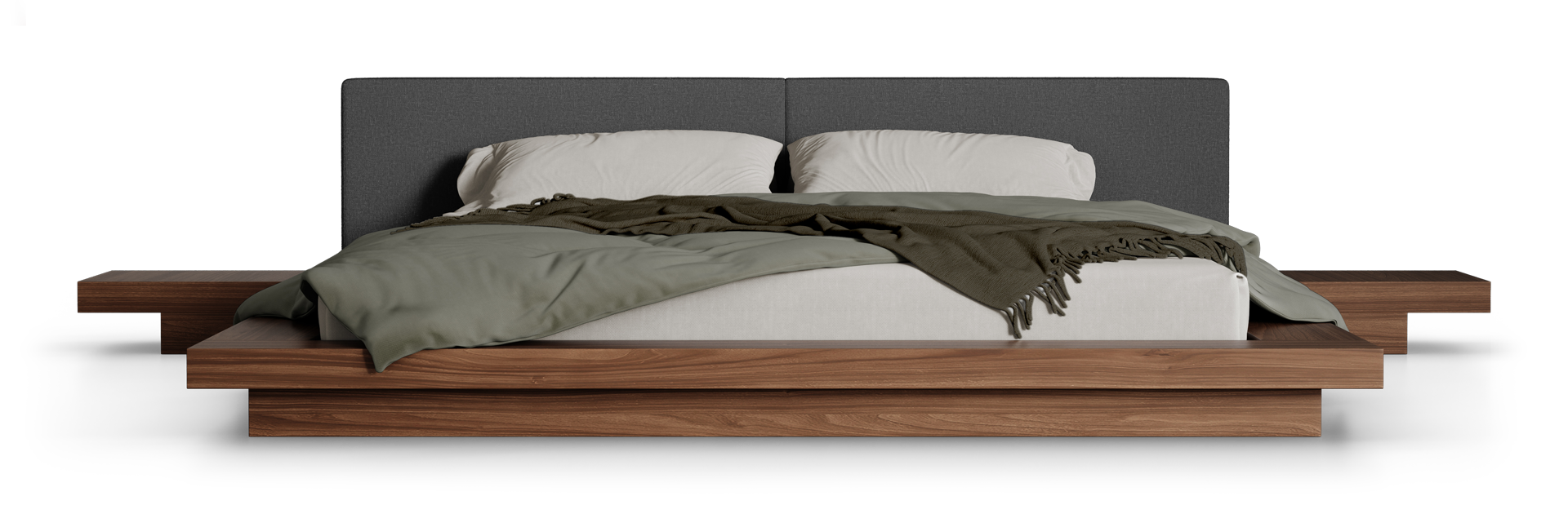 Queen / Soft Carbon Fabric / Walnut