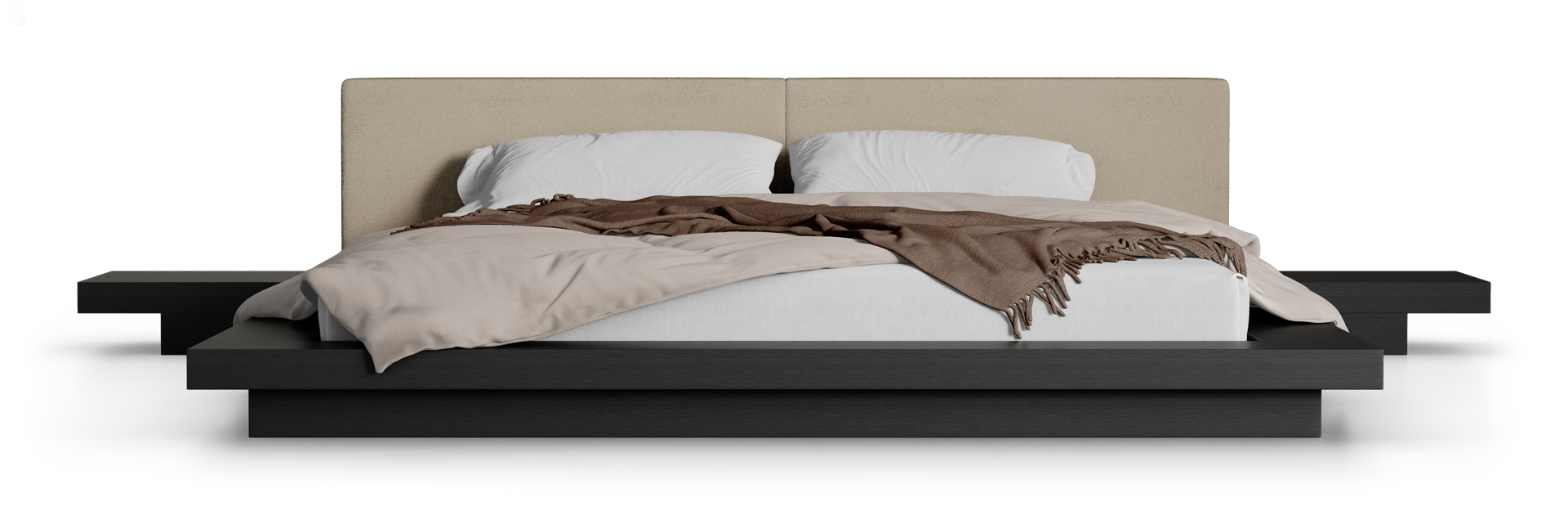 Queen / Ecru Fabric / Wenge